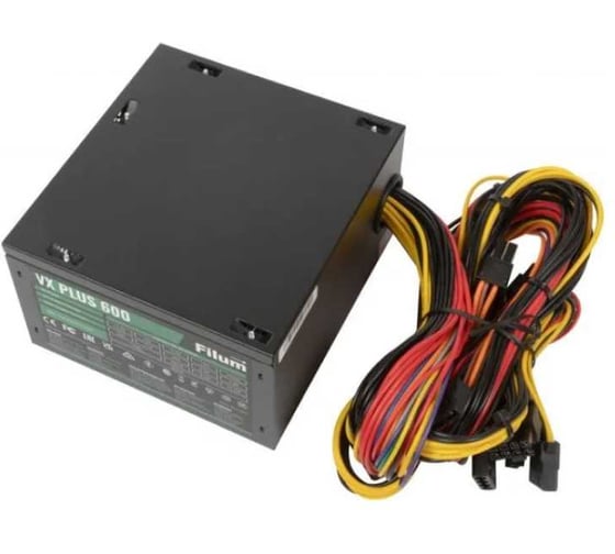 Блок питания Filum ATX VX PLUS 600 600W (20/24+4 SATA+3 PATA+6/2x8 pin, вентилятор d120мм) 00-01116116