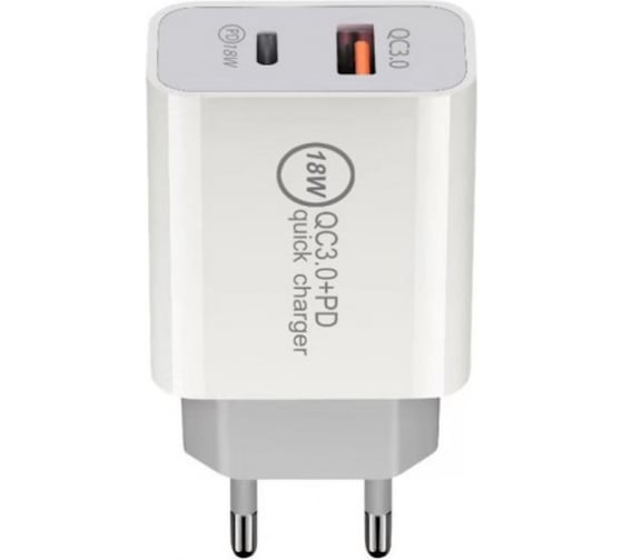 Зарядное устройство KS-is USB QC3.0+PD3.0 18Вт от электрической сети (KS-601) KS-601W