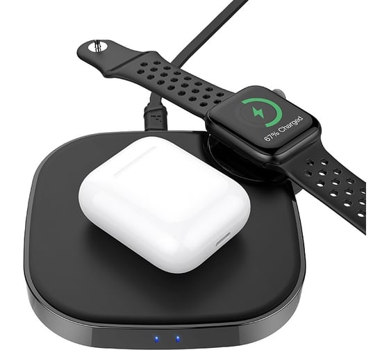 Беспроводная зарядка Hoco S5 Rich power 2-in-1 wireless charger, черный 757089