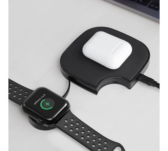 Беспроводная зарядка Hoco S5 Rich power 2-in-1 wireless charger, черный 757089