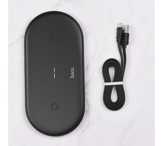 Беспроводная зарядка Hoco CW23 dual power 2*10W wireless fast charger, черный 787292