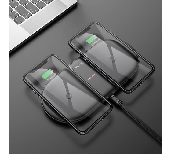 Беспроводная зарядка Hoco CW23 dual power 2*10W wireless fast charger, черный 787292