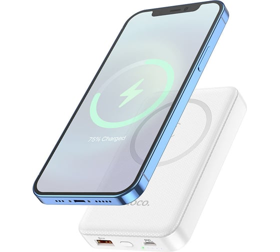 Внешний аккумулятор Hoco J79 Success PD+ QC3.0 беспроводная зарядка 10000mAh, белый 825377