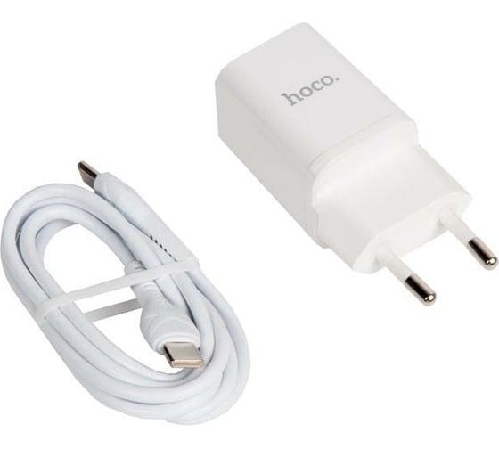 Зарядное устройство Hoco два порта 1*USB-A, 1*Type-C, кабель Type-C - Type-C, белый 823268