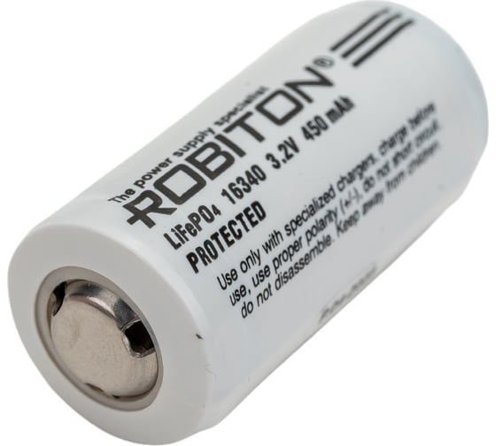 Аккумулятор Robiton LiFe16340-450p 450мАч с защитой PK1 17669