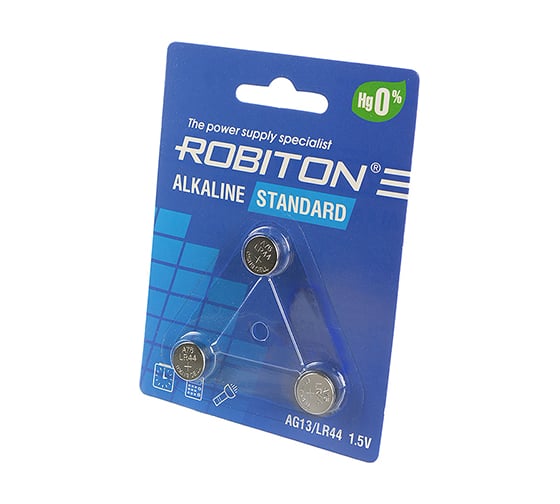 Элемент питания Robiton STANDARD R-AG13-0-BL3 (0 Hg) AG13 LR44 357 A76 МЦ-1154 BL3 17511