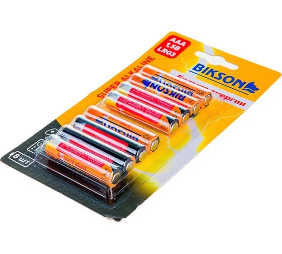 Алкалиновые батарейки Bikson тип ААA, 1,5V, 8шт, Бат479
