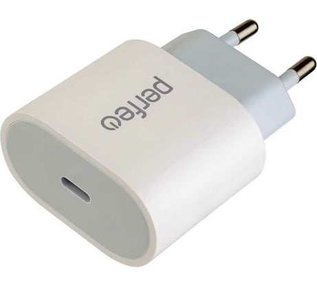 Сетевое зарядное устройство Perfeo PD, с разъемом Type-C, 20W, белый, тип 1 (I4635) 30015312