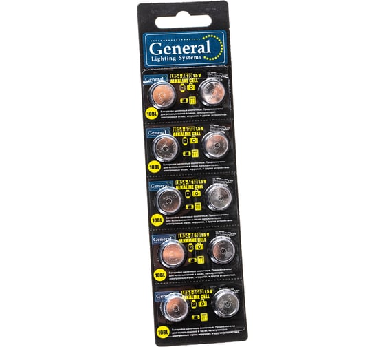 Батарейка General Lighting Systems GBAT-LR54 (AG10) кнопочная щелочная 800585 1