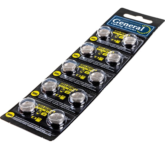 Батарейка General Lighting Systems GBAT-LR54 (AG10) кнопочная щелочная 800585