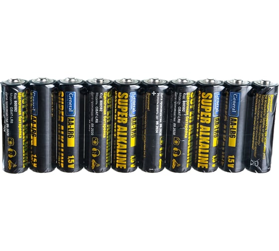Батарейка General Lighting Systems GBAT-LR6 AA щелочная 10pcs/ shr+box (10/720) 800592
