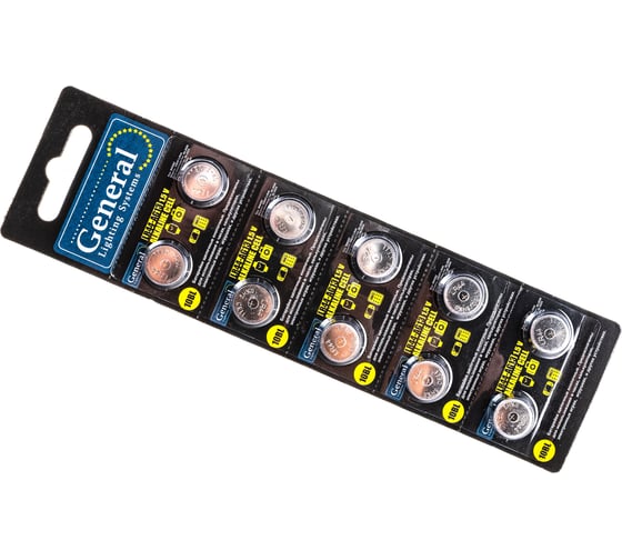 Батарейка General Lighting Systems GBAT-LR44 (AG13) кнопочная щелочная 800582