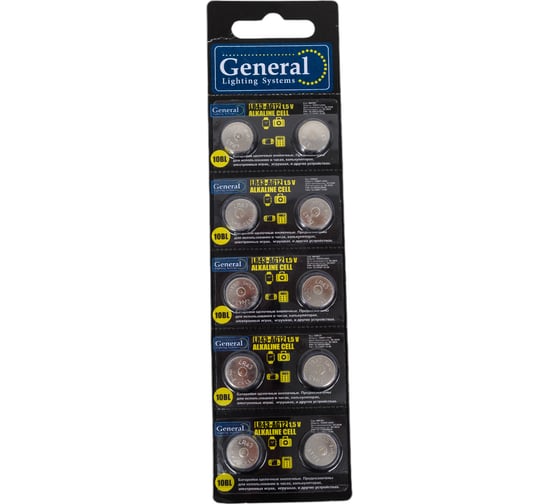 Батарейка General Lighting Systems GBAT-LR43 (AG12) кнопочная щелочная 800581 1
