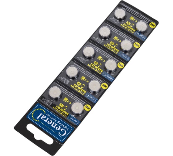 Батарейка General Lighting Systems GBAT-LR43 (AG12) кнопочная щелочная 800581