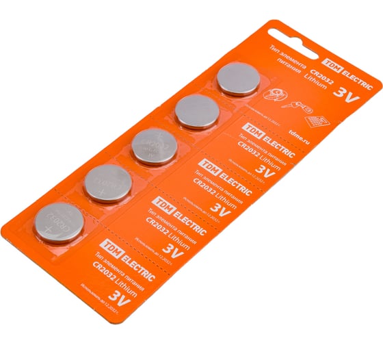 Элемент питания TDM CR2032 Lithium 3V BP-5 SQ1702-0029