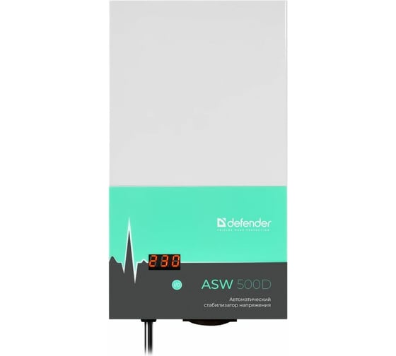 Настенный стабилизатор напряжения Defender ASW 500D 300Вт толщина 65мм, 1 розетка 99044