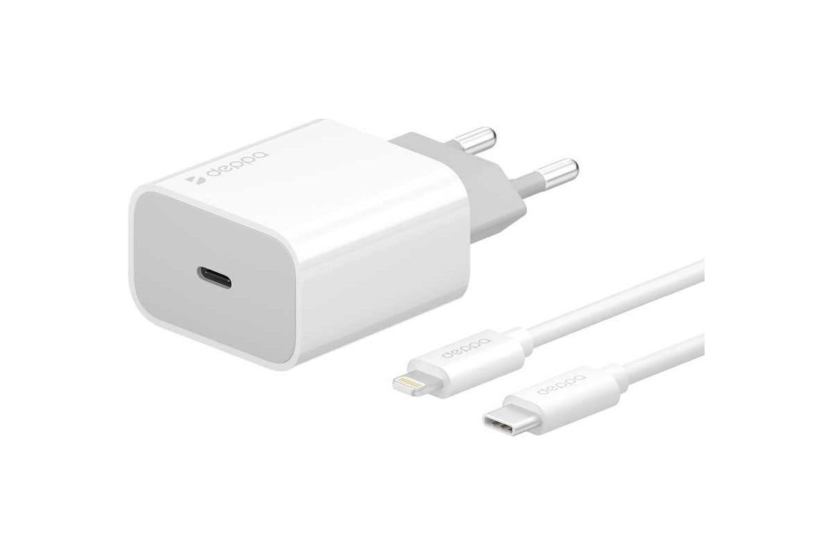 Сетевое зарядное устройство Deppa USB Type-C, Power Delivery, 20Вт,  дата-кабель USB-C - Lightning MFI, белый 11392 - выгодная цена, отзывы,  характеристики, фото - купить в Москве и РФ