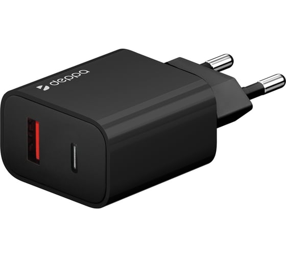 Сетевое зарядное устройство Deppa USB-C + USB A, PD 3. 0, QC 3. 0, 30W, черный 11421