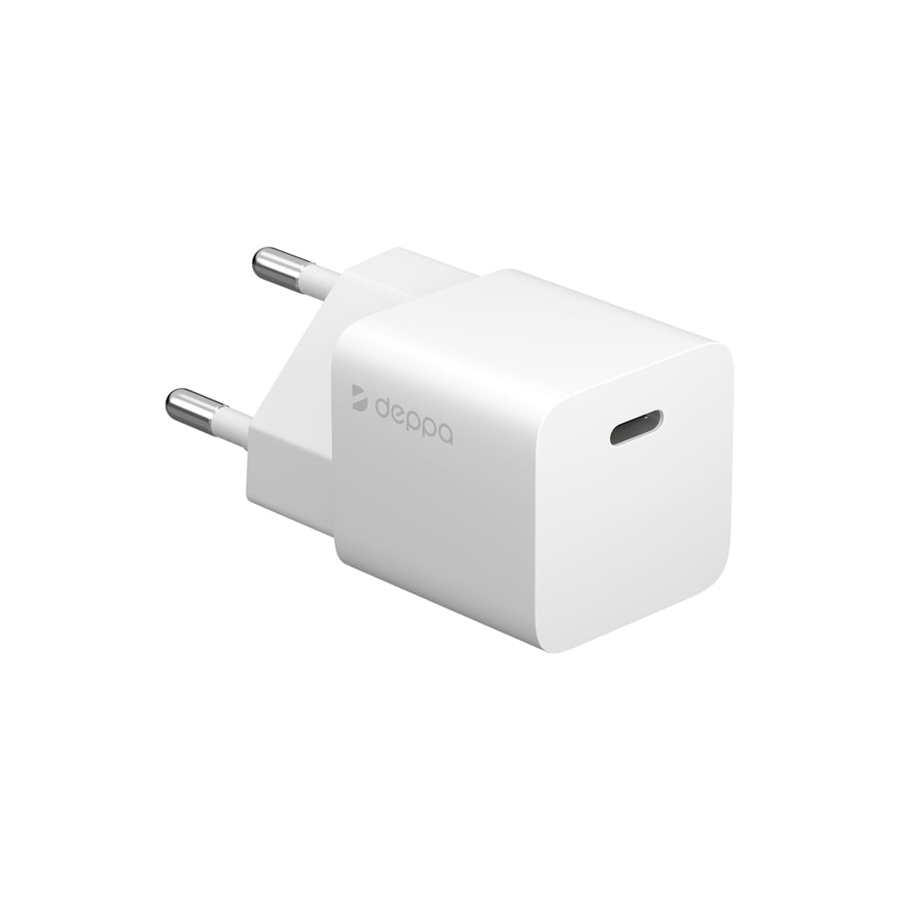 Сетевое зарядное устройство Deppa USB-C, Power Delivery, GaN, 20Вт, белый  11400 - выгодная цена, отзывы, характеристики, фото - купить в Москве и РФ