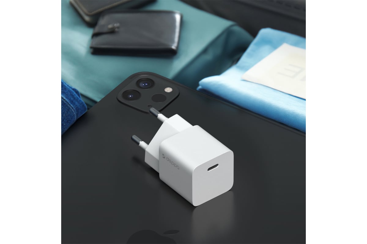 Сетевое зарядное устройство Deppa USB-C, Power Delivery, GaN, 20Вт, белый  11400