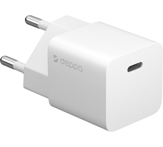 Сетевое зарядное устройство Deppa USB-C, Power Delivery, GaN, 20Вт, белый 11400