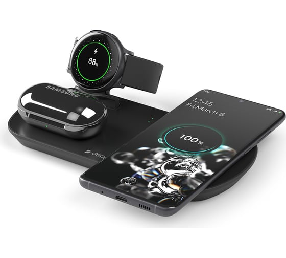Зарядная станция Deppa 3 в 1: Qi, Galaxy Watch, Galaxy Buds, беспроводная, 17,5 Вт, черная 24011