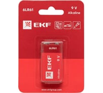 Алкалиновая батарейка EKF 9V 6LR61 блистер 1шт. 9V-BL1