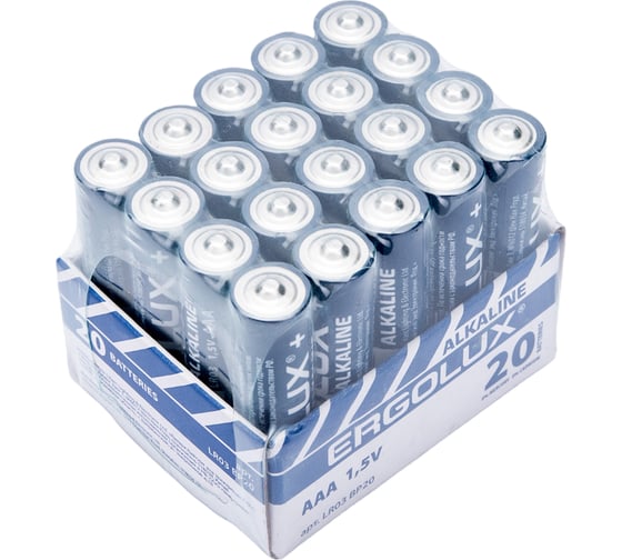 Батарейка Ergolux LR03 Alkaline BP-20 (ПРОМО, LR03 BP20,1.5В) 14674