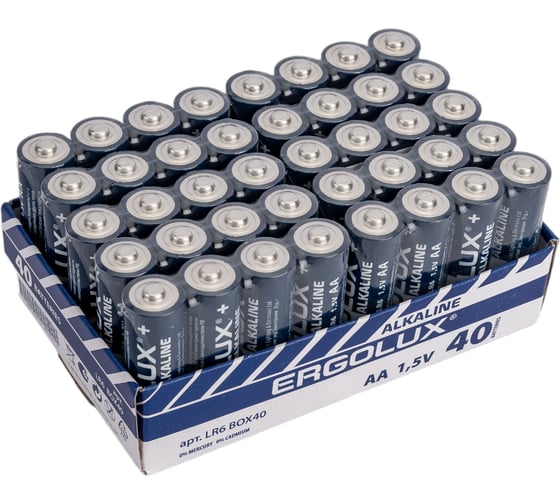 Батарейка Ergolux LR6 Alkaline BOX40 (ПРОМО, LR6 BOX40,1.5В) 14673