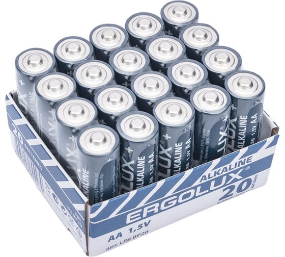 Батарейка Ergolux LR6 Alkaline BP-20 (ПРОМО, LR6 BP20, 1.5В) 14675 1