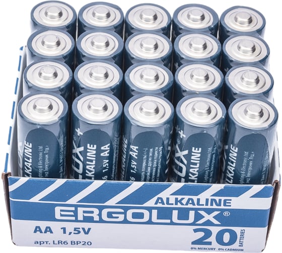Батарейка Ergolux LR6 Alkaline BP-20 (ПРОМО, LR6 BP20, 1.5В) 14675