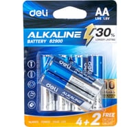 Батарея DELI E82900 AA (6шт) блистер 1658083