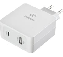 Сетевое зарядное устройство DIGMA 3A+2.4A (PD) универсальное кабель USB Type C белый 1079237