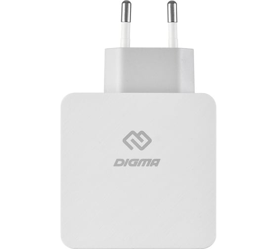 Сетевое зарядное устройство DIGMA 3A+2.4A (PD) универсальное кабель USB Type C белый 1079237