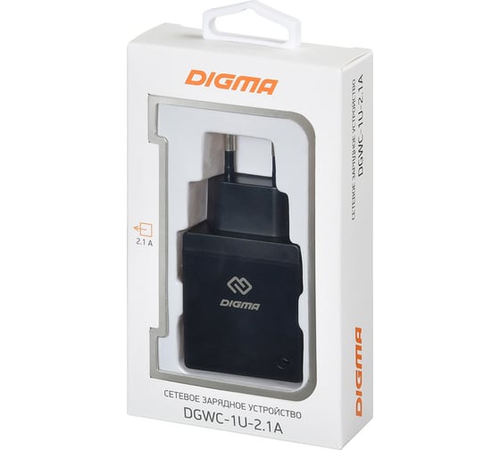 Сетевое зарядное устройство DIGMA DGWC-1U-2.1A-BK 2.1A универсальное черный 1079222