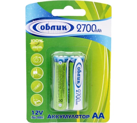 Аккумуляторы Облик Ni-Mh АА -2700 mAh Блистер-2 6171