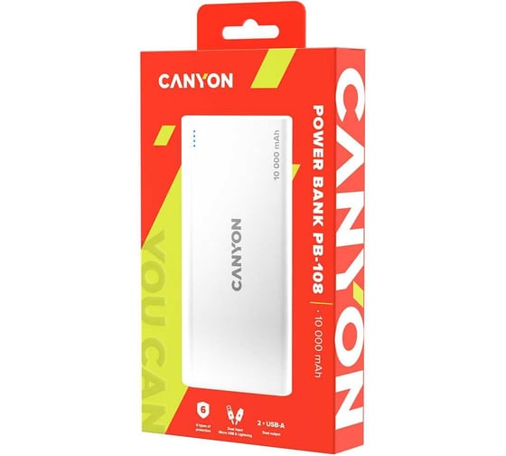 Внешний аккумулятор Canyon PB-108 белый CNE-CPB1008W