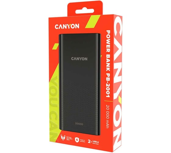 Внешний аккумулятор Canyon PB-2001 черный CNE-CPB2001B