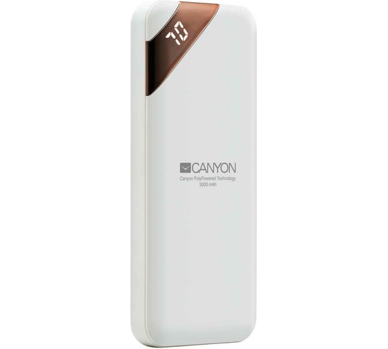Внешний аккумулятор Canyon PB-52, 5000 мАч, белый CNE-CPBP5W