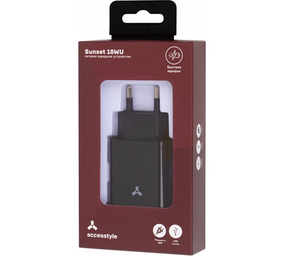 Сетевое зарядное устройство Accesstyle Sunset 18WU Black
