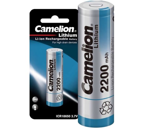 Литий-ионный аккумулятор Camelion ICR18650 2200 mah ICR18650F-22BP1, 3.7 V, Li-Ion/ LiCoO2 14720