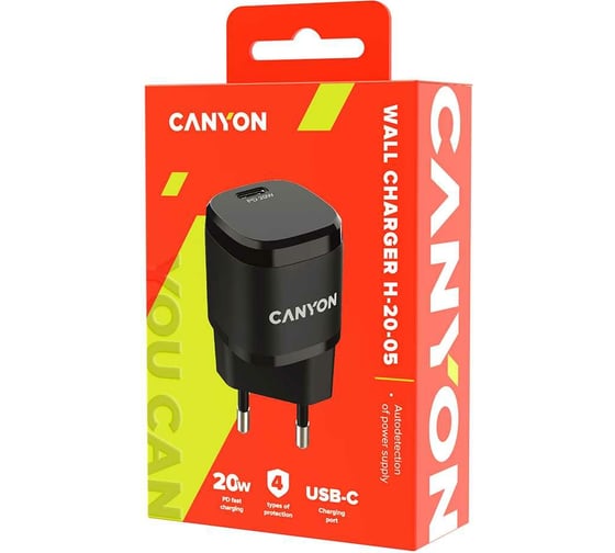 Сетевое зарядное устройство Canyon H-20-05 черный CNE-CHA20B05
