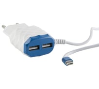 Сетевое зарядное устройство Red Line 2 USB+8pin для Apple, модель NC-2.1AC, 2.1A, синий УТ000013675