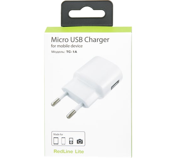 Сетевое зарядное устройство Red Line Lite 1 USB, модель ТС-1A, 1A, белый УТ000010346