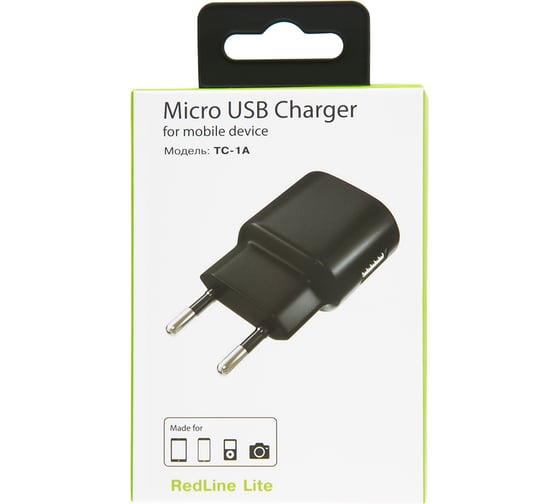 Сетевое зарядное устройство Red Line Lite 1 USB, модель ТС-1A, 1A, черный УТ000010347