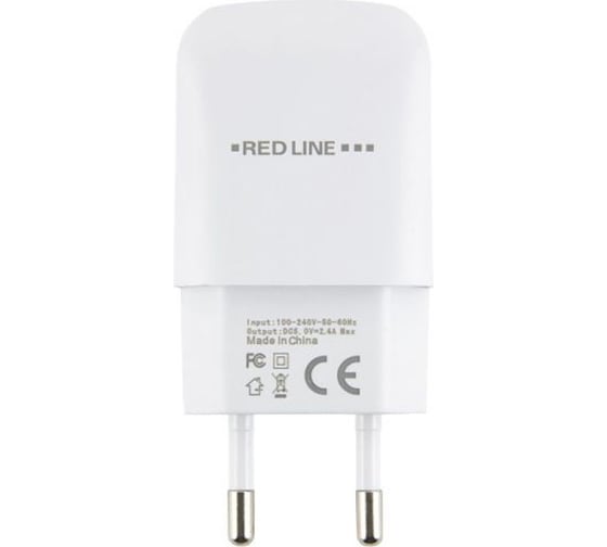 Сетевое зарядное устройство Red Line 1 USB, модель NTC-2.4А, 2.4A белый УТ000020451