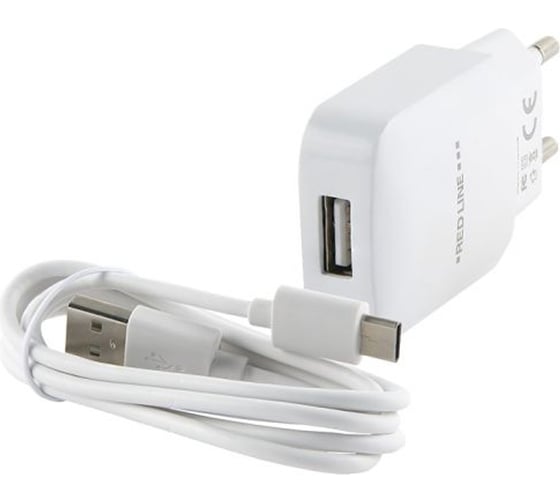 Сетевое зарядное устройство Red Line 1 USB, модель NTC-2.4А, 2.4A белый УТ000020451