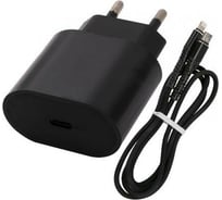 Сетевое зарядное устройство Red Line Type-C, модель PD1-3A, PD 20W + кабель Lightning, 3А, тканевая оплетка, черный УТ000027296