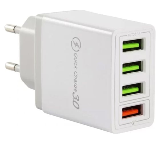 Сетевое зарядное устройство Red Line 4USB, модель P-2, 15W, QC, белый УТ000029867