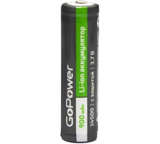 Аккумулятор GoPower Li-ion 14500 AA BL1 3.7V 900mAh с защитой высокий контакт 00-00018357